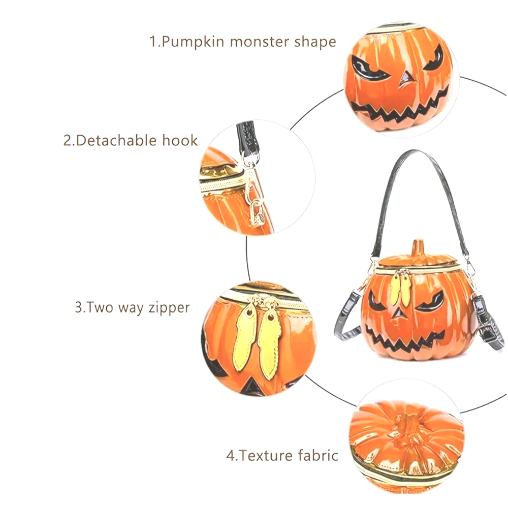 Pumpkin-Shaped ~ Jack-o'-lantern Orange Purse - Picture 3 of 4